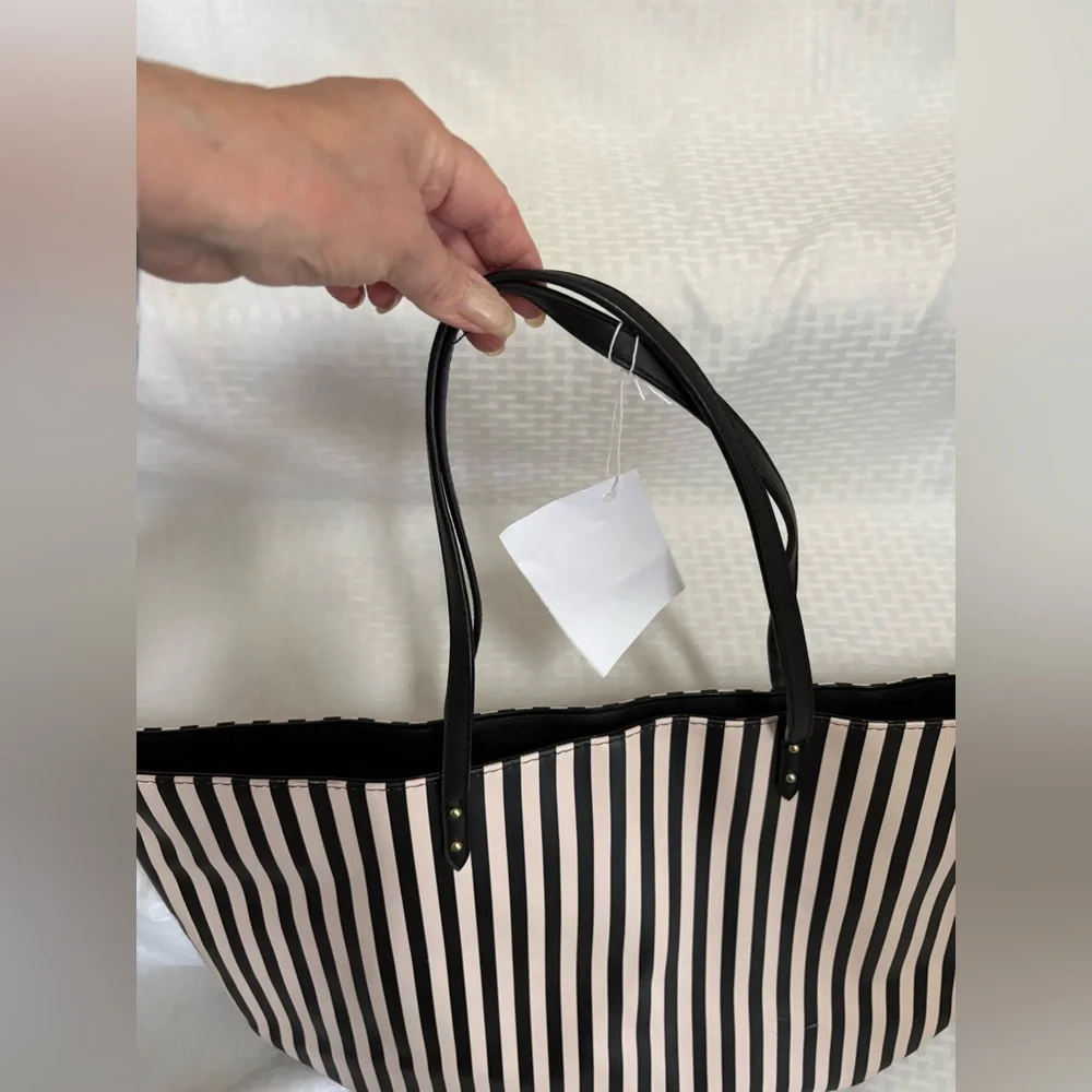 Victoria's Secret Black and White Striped Tote